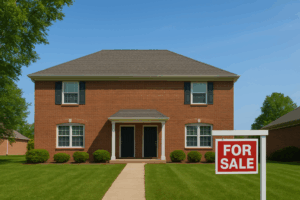 St. Louis brick duplex with “For Sale” sign representing Freddie Mac’s new 95% LTV mortgage option