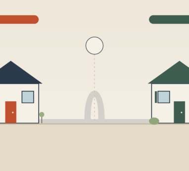 Side-by-side illustration comparing a newly built St. Louis home with an existing resale home, representing the cost comparison discussed in the article.